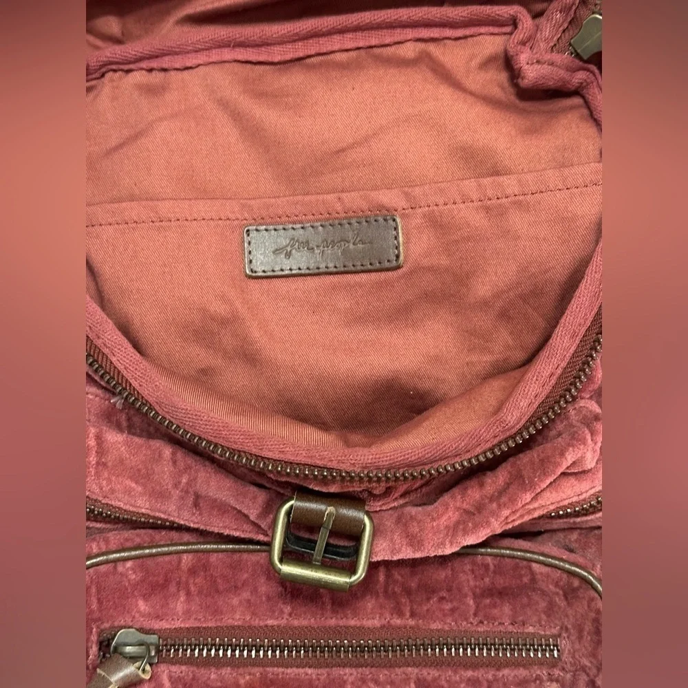 NWT Free People Malta Velvet Backpack Sepia Rose